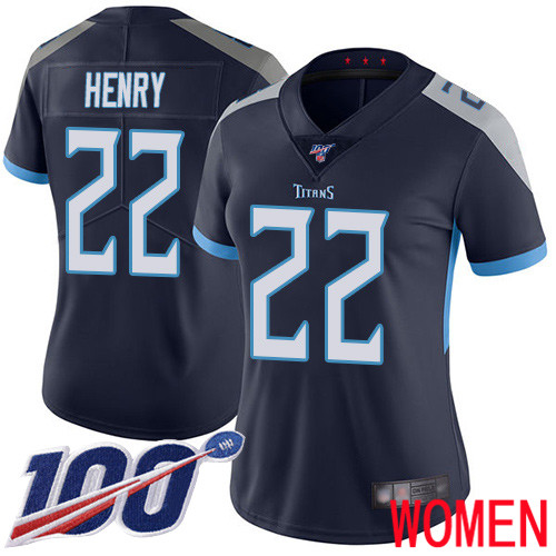 Tennessee Titans Limited Navy Blue Women Derrick Henry Home Jersey NFL Football #22 100th Season Vapor Untouchable